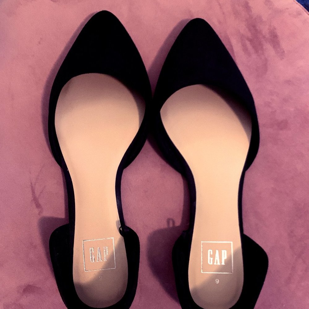 GAP Ballet Flats | Black Suede Pointed Toe